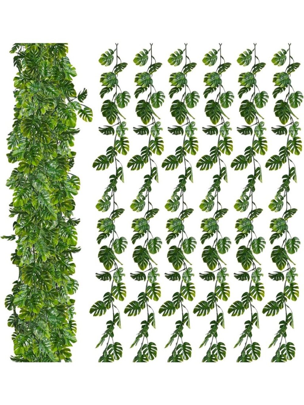 12 Pcs Faux Monstera Leaf Vines 5.9 ft Tropical Hanging Plant Garland for Decor